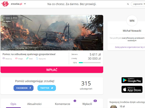 zrzutka.pl Kruszka 09.2018