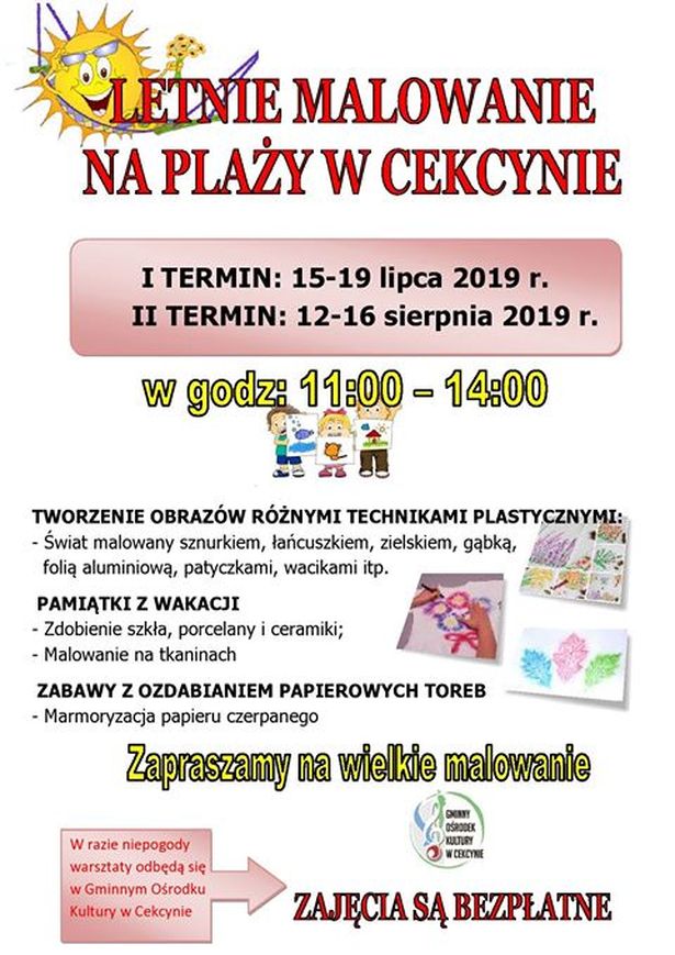 Letnie Warsztaty Plastyczne w Cekcynie pllakat
