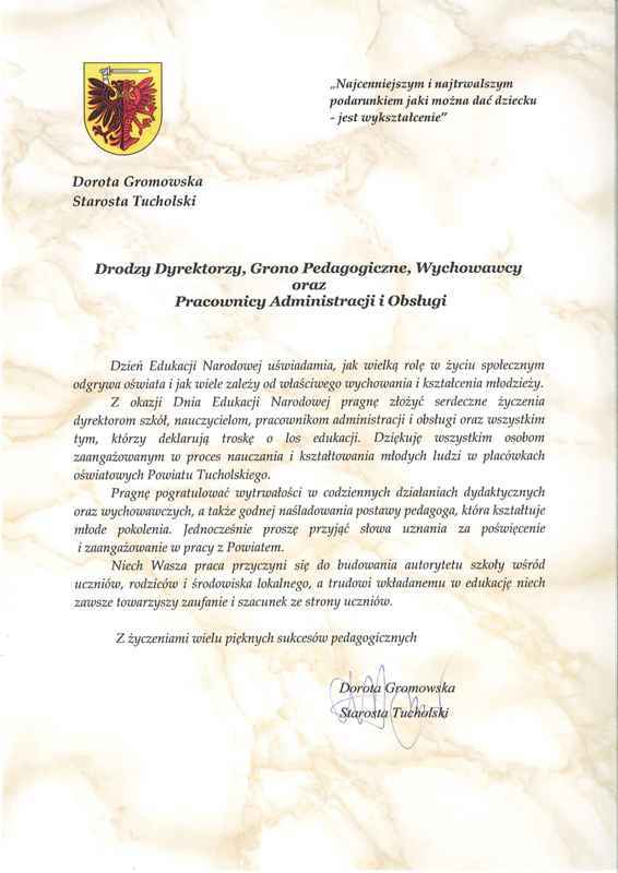 Życzenia dla nauczycieli od starosty