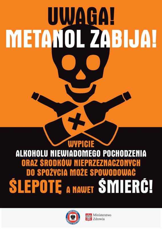Ostrzeżenie przed spożywaniem alkoholu niewiadomego pochodzenia