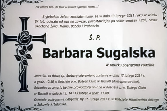 Zmarła Barbara Sugalska
